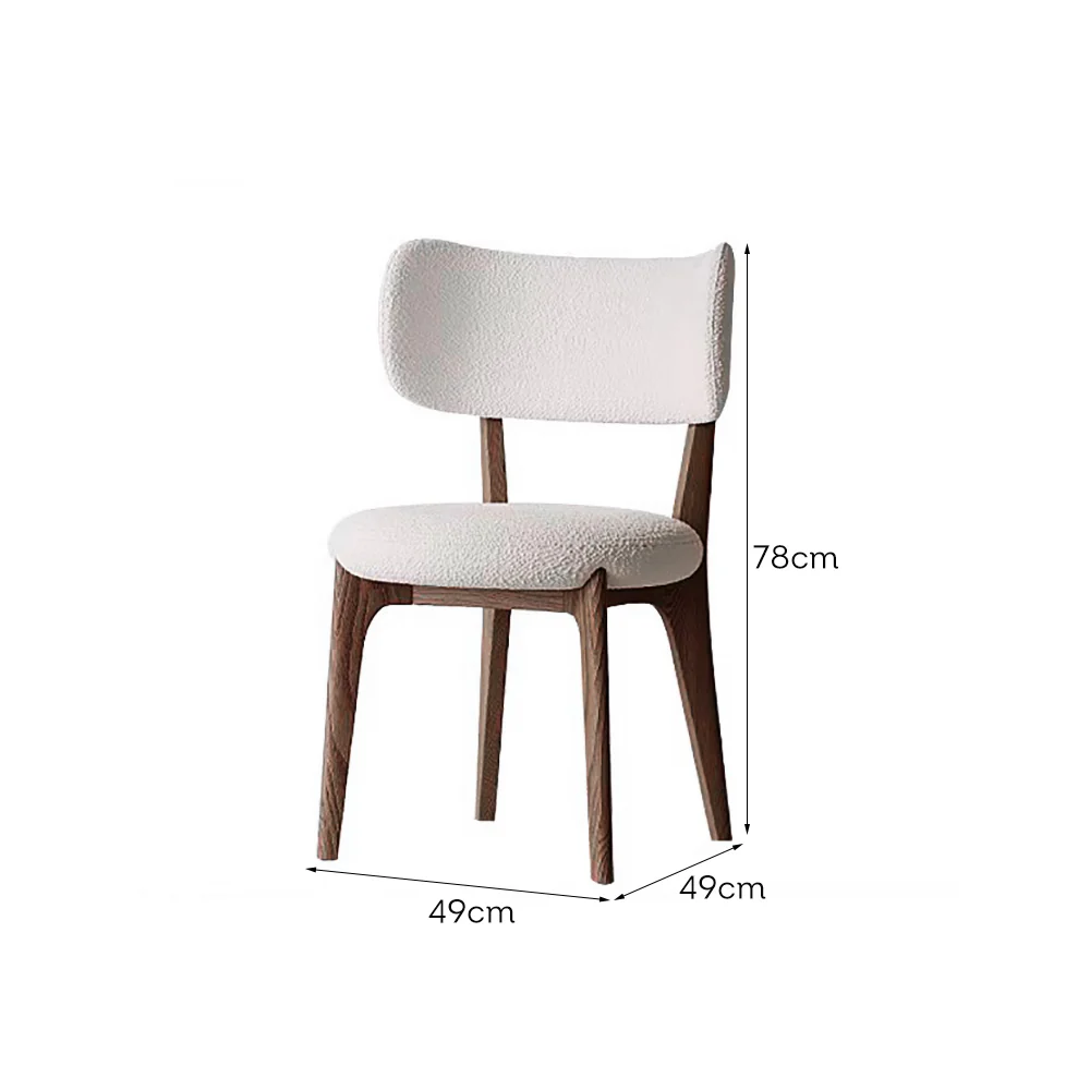 LIVARA DC1084 Lamb Fleece Fabric Dining Chair Solid Wood Frame - Image 5