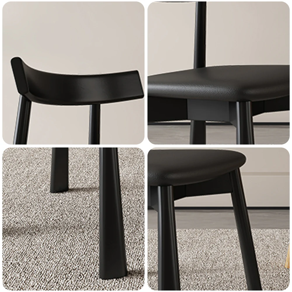 LIVARA DC1133 Cat Scratch-resistant Leather Dining Chair Ash Wood Frame - Image 4