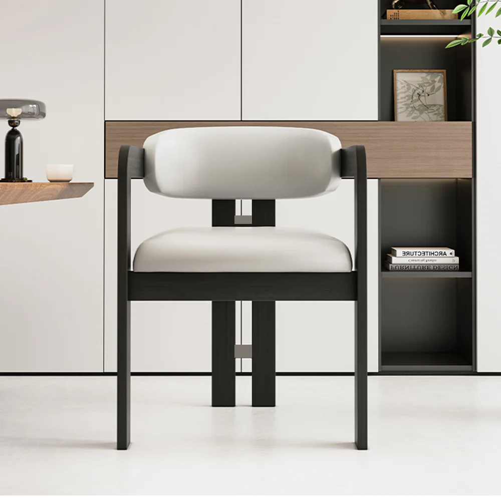 LIVARA DC1145 Faux Leather Fabric Dining Chair Solid Wood Frame - Image 3