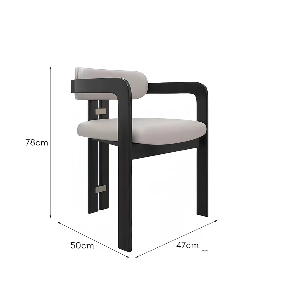 LIVARA DC1145 Faux Leather Fabric Dining Chair Solid Wood Frame - Image 9