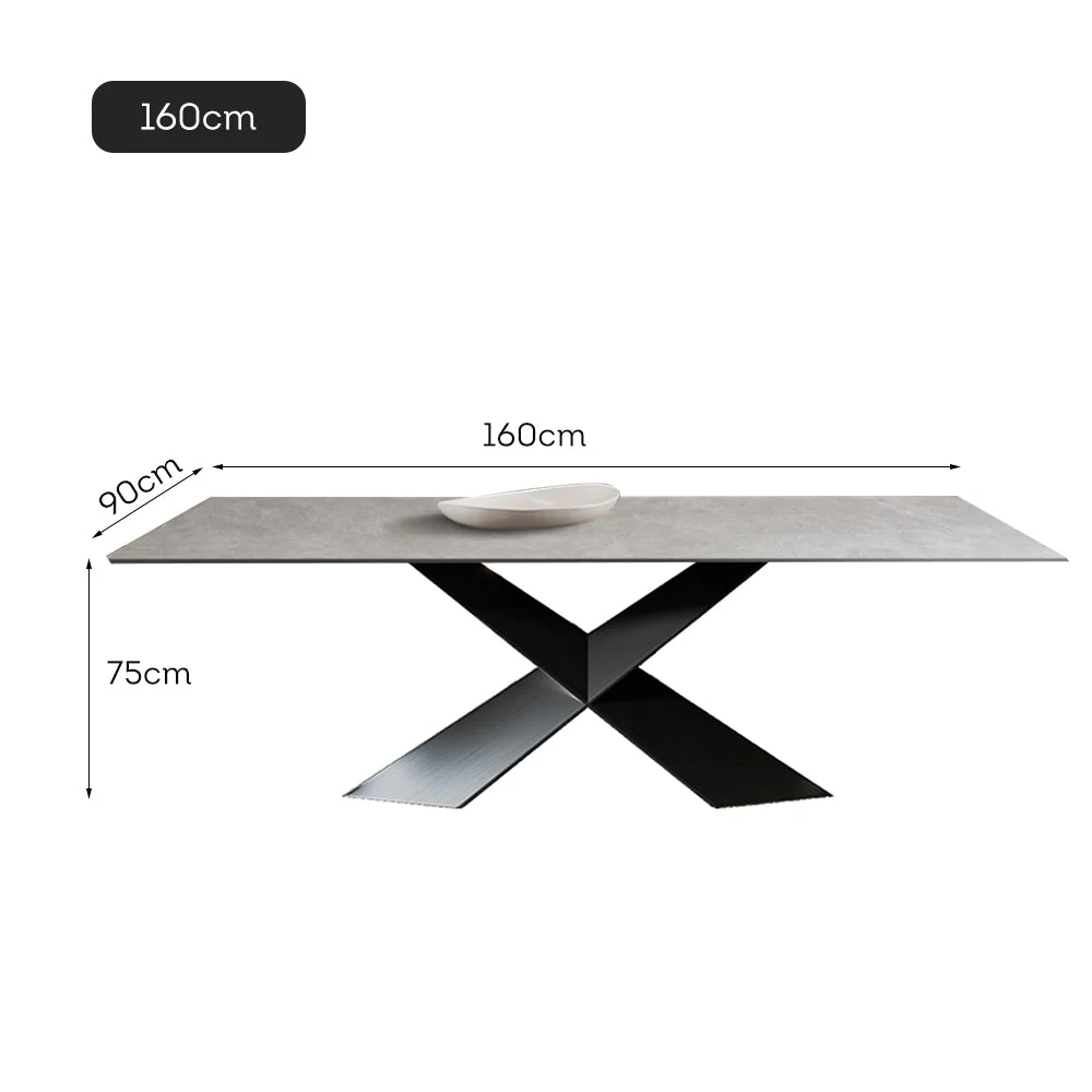LIVARA DT1098 140/160/180cm Length Sintered Stone Tabletop Dining Table Carbon Steel Legs - Image 7