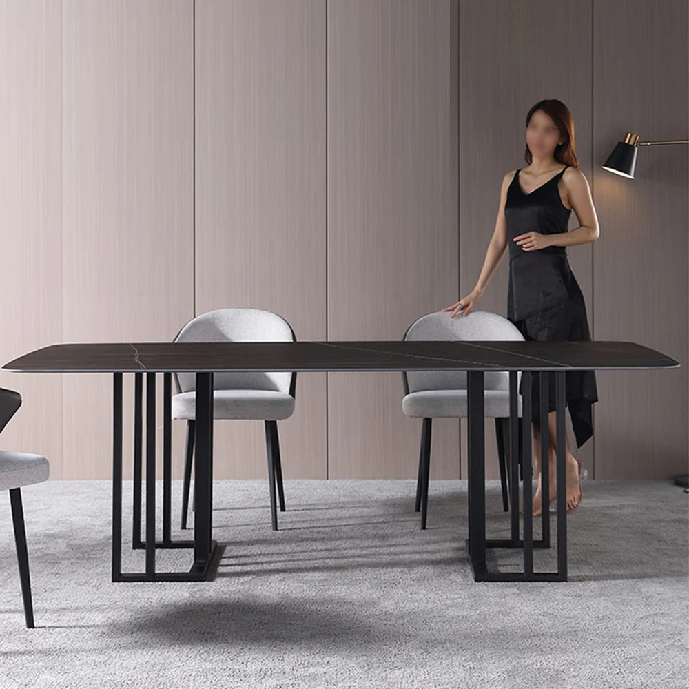 LIVARA DT1101 140/160/180cm Length Sintered Stone Tabletop Dining Table Carbon Steel Legs - Image 2