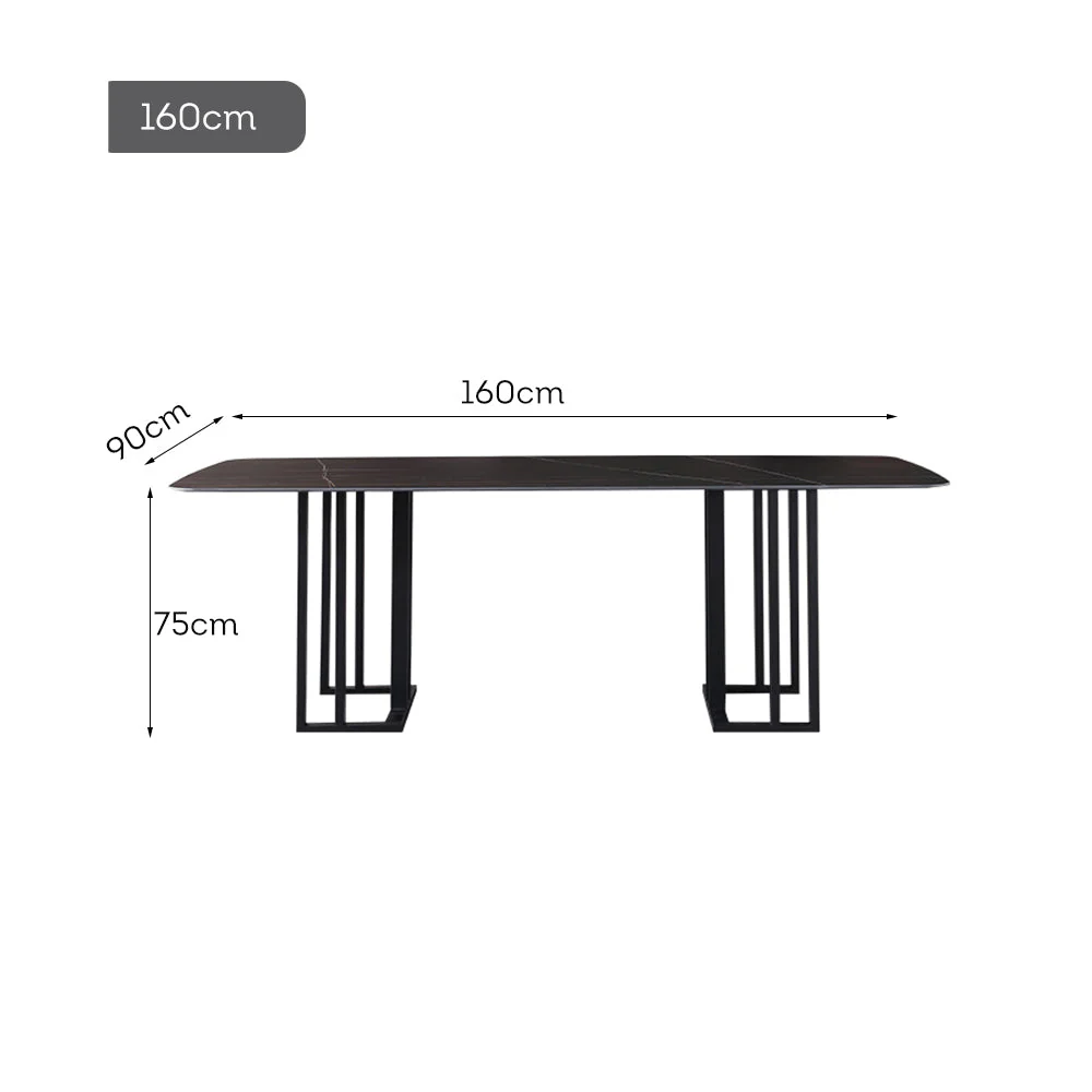 LIVARA DT1101 140/160/180cm Length Sintered Stone Tabletop Dining Table Carbon Steel Legs - Image 5
