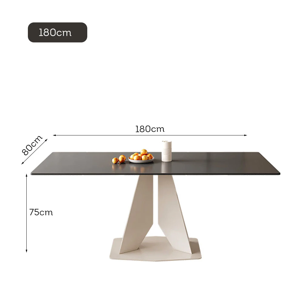 LIVARA DT1225 140/160/180cm Length Sintered Stone Tabletop Dining Table Carbon Steel Legs - Image 7