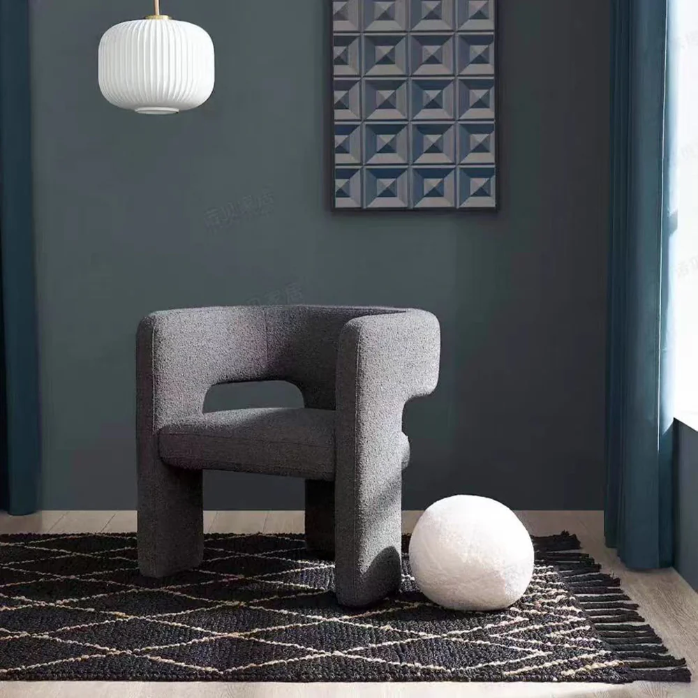 LIVARA EC1228 Simple Warm Technology Fabric & Lamb Wool Fabric Leisure Chair - Image 3