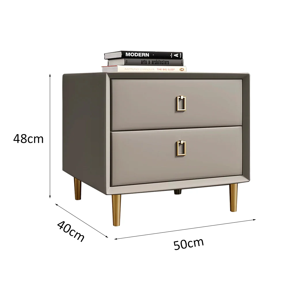 LIVARA NT1028 Modern Luxury Style Faux Leather Bedside Table / Side Table - Image 10