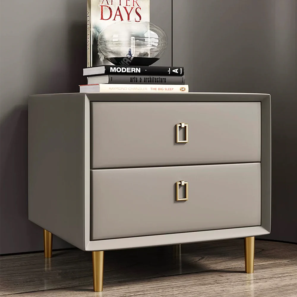 LIVARA NT1028 Modern Luxury Style Faux Leather Bedside Table / Side Table - Image 5
