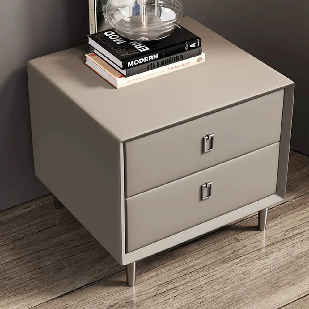 LIVARA NT1028 Modern Luxury Style Faux Leather Bedside Table / Side Table - Image 6