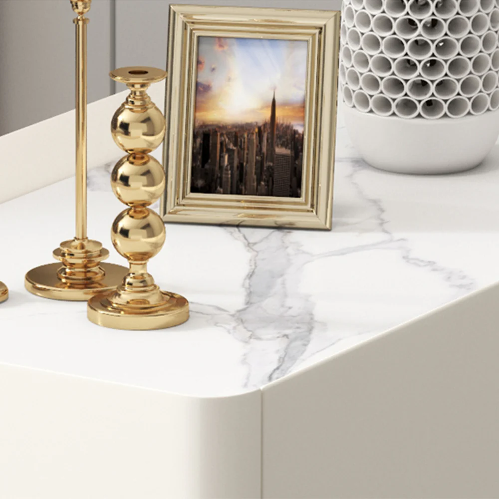 LIVARA NT1032 Modern Luxury Style MDF Mini Size Bedside Table With Sintered Stone Top / Small Side Table - Image 4