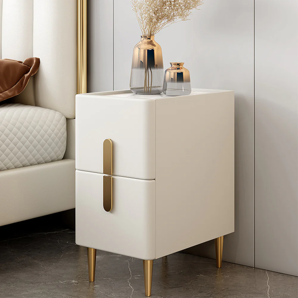 LIVARA NT1032 Modern Luxury Style MDF Mini Size Bedside Table With Sintered Stone Top / Small Side Table - Image 5