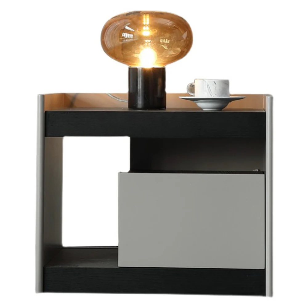 LIVARA NT1046 MDF Painted Solid Wood Drawer Soft-Close Rail Bedside Table