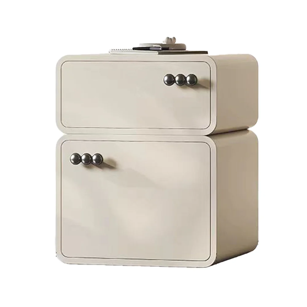 LIVARA NT1062 Solid Wood Drawers Soft-Closing Slides Bedside Table-Milky White