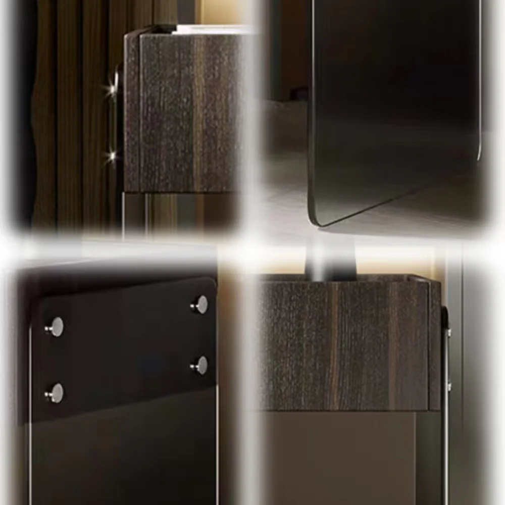 LIVARA NT1394 Eco-Friendly Board Wood Veneer Drawer Acrylic Panel Bedside Table - Image 4