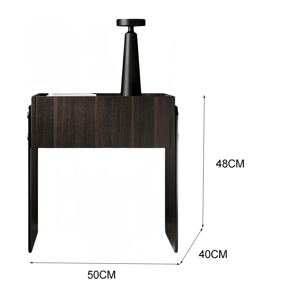 LIVARA NT1394 Eco-Friendly Board Wood Veneer Drawer Acrylic Panel Bedside Table - Image 5