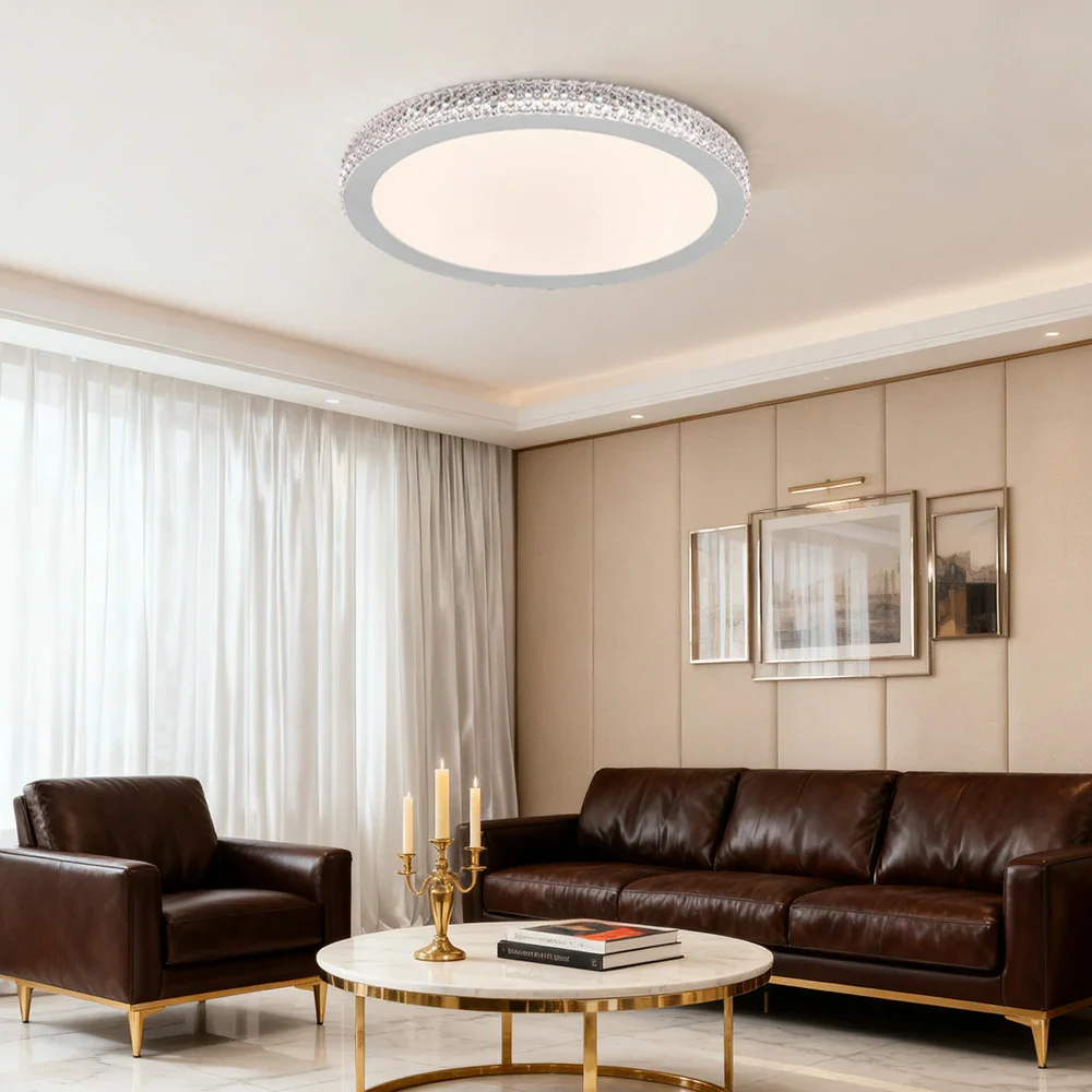 LIVARA LED Ceiling Light 40/50cm, Tri-Color Dimmable Flush Mount Lamp with PMMA Shade & Iron Body for Living Room Bedroom - White - Image 4