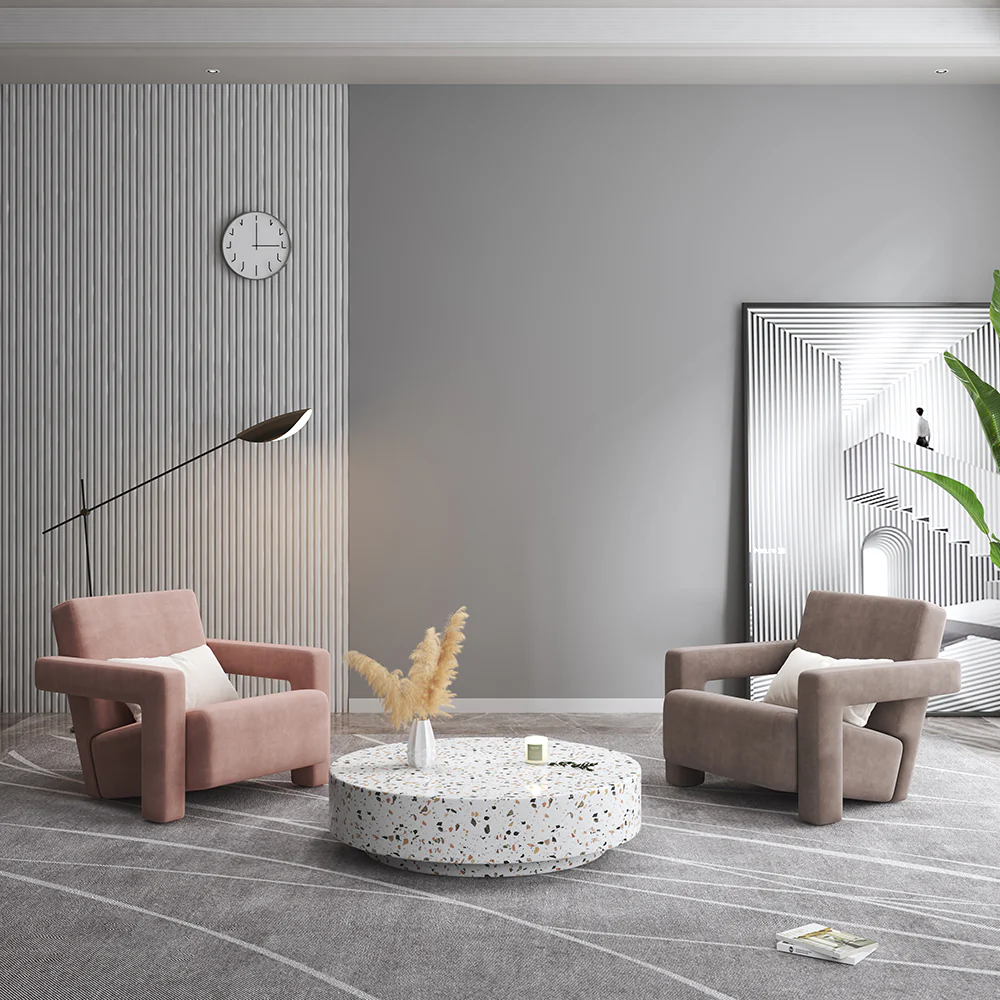LIVARA SM1006 Cream-Style Single Velvet Sofa With A Throw Pillow - Image 2