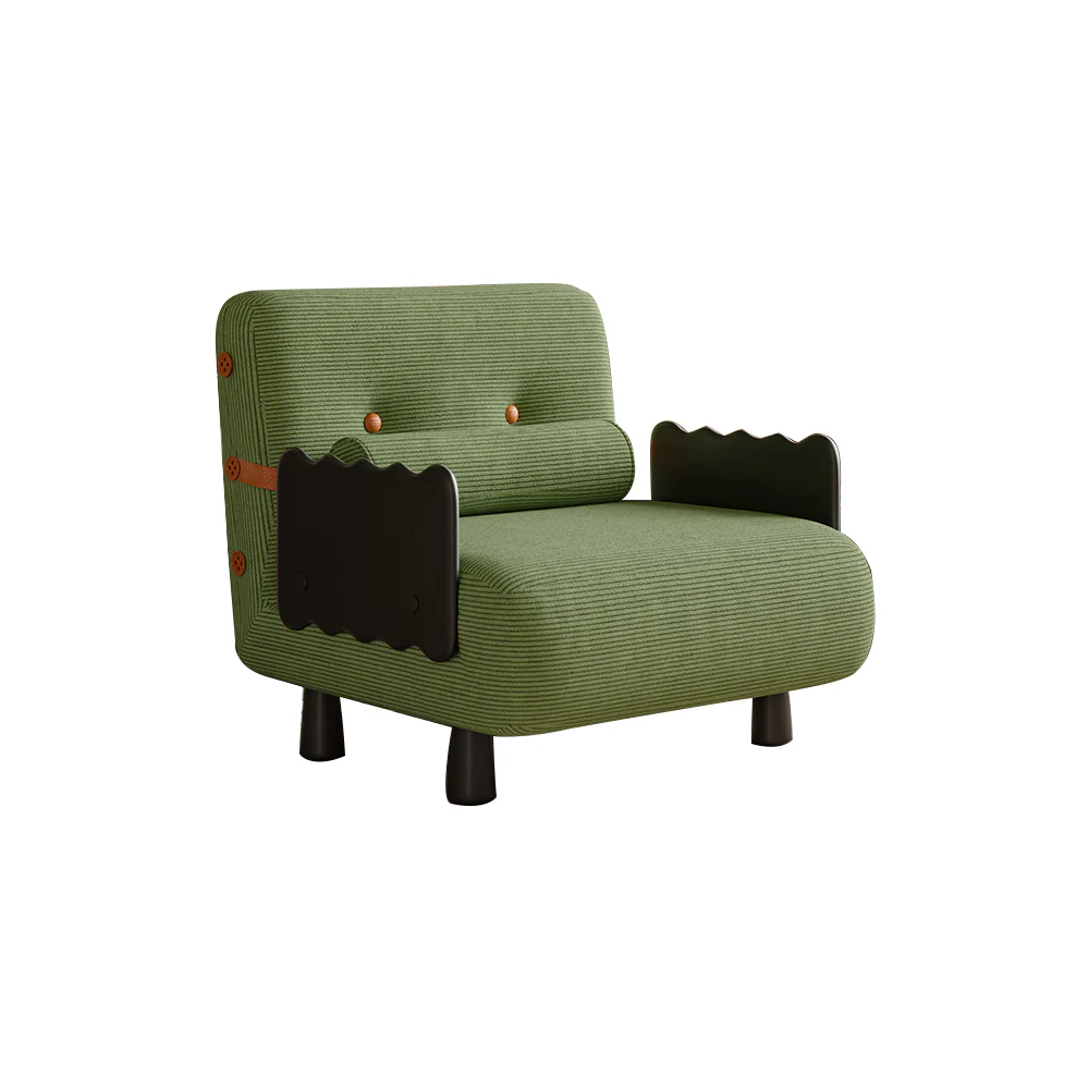LIVARA 80cm/120cm Length Corduroy Fabric Sofa Bed Solid Wood Frame - Image 6