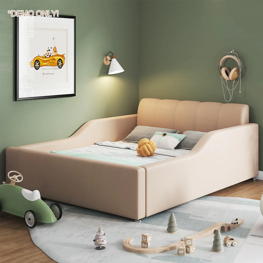 LIVARA SM901 120/135/150/180cm Length Tech Fabric Kids Bed - Beige - Image 3