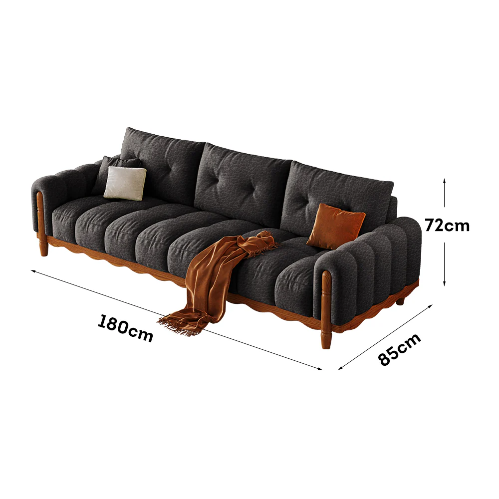 LIVARA 908 Vintage Style Oil Wax Leather Sofa 180-280cm With Throw Pillows - Image 6