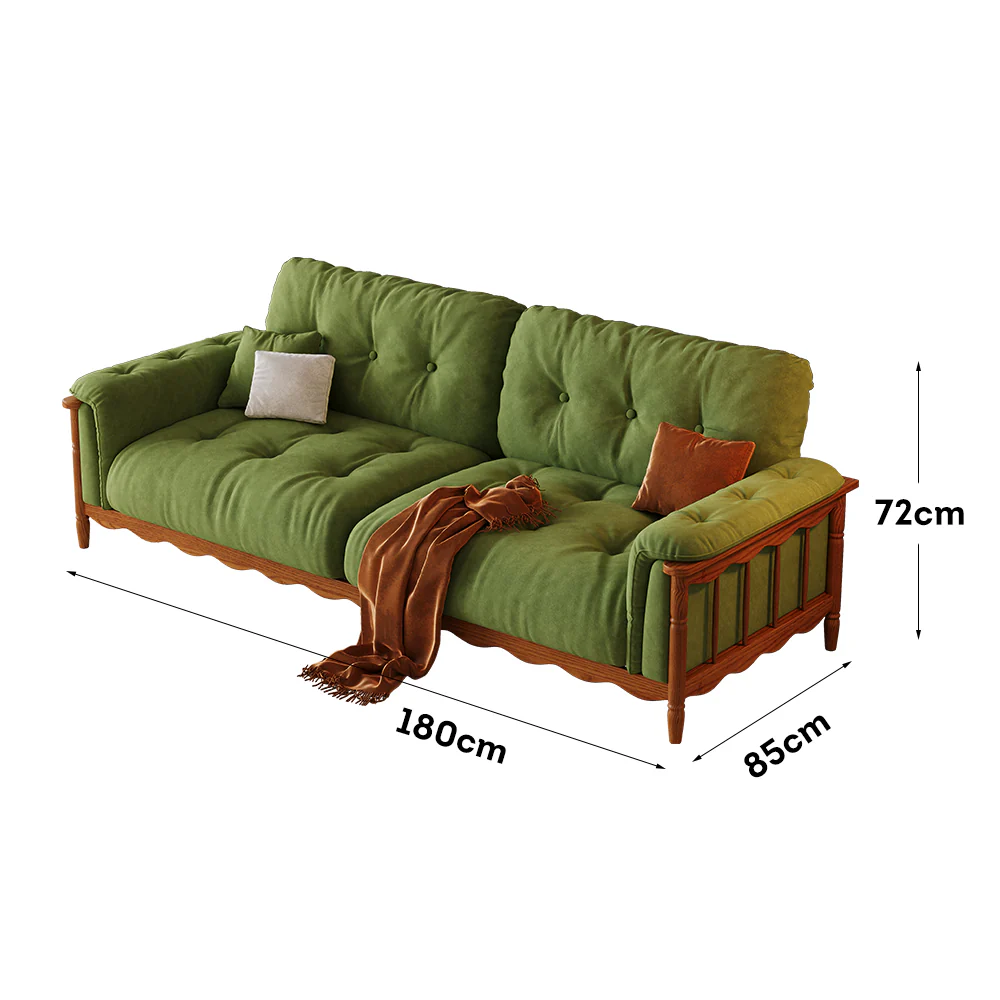 LIVARA 909 180-280cm Vintage Style Velvet Sofa 180-280cm With Cushions - Image 7