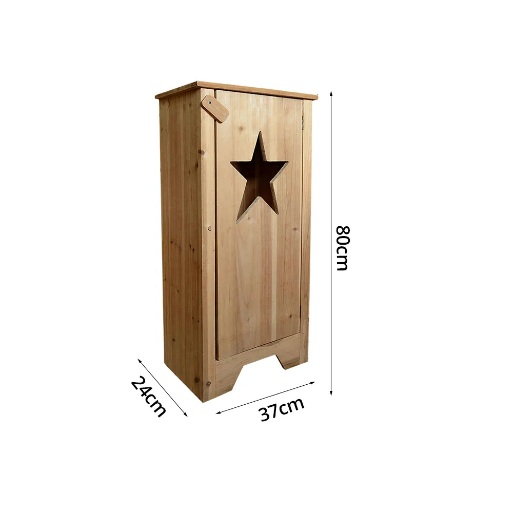 LIVARA Solid Wood Star Shape Storage Cabinet Organizer for Bedroom Living Room Kids Room - Natural Wood - Image 6