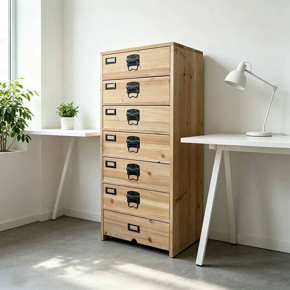 LIVARA 8 Drawer Solid Wood Storage Cabinet Organizer for Bedroom Living Room Entryway - Natural Wood - Image 4