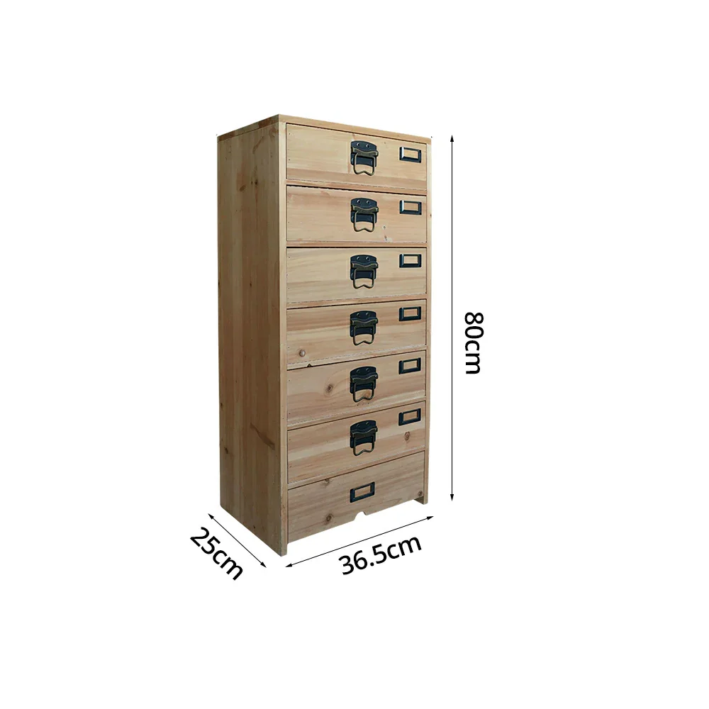 LIVARA 8 Drawer Solid Wood Storage Cabinet Organizer for Bedroom Living Room Entryway - Natural Wood - Image 6