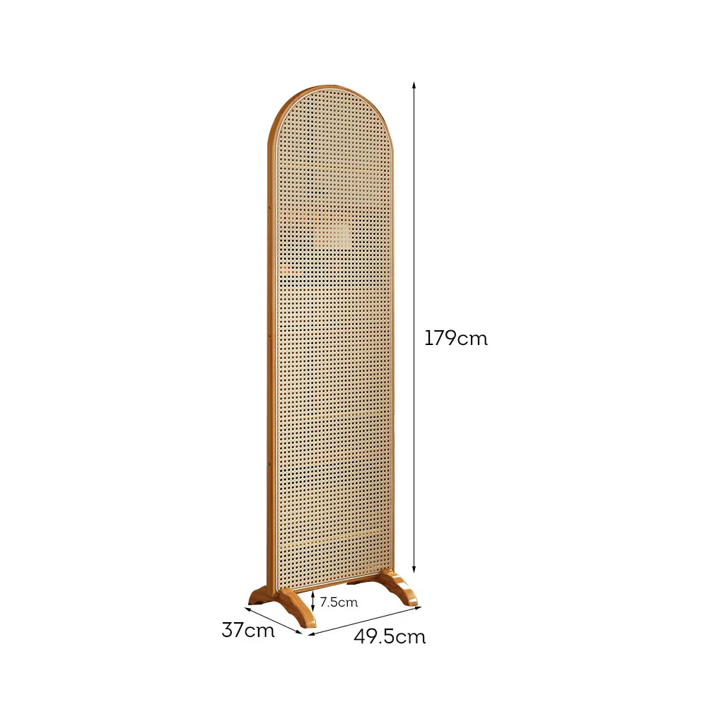 LIVARA Single Panel Freestanding Woven Rattan Bamboo Room Divider with Footed Base - Image 10