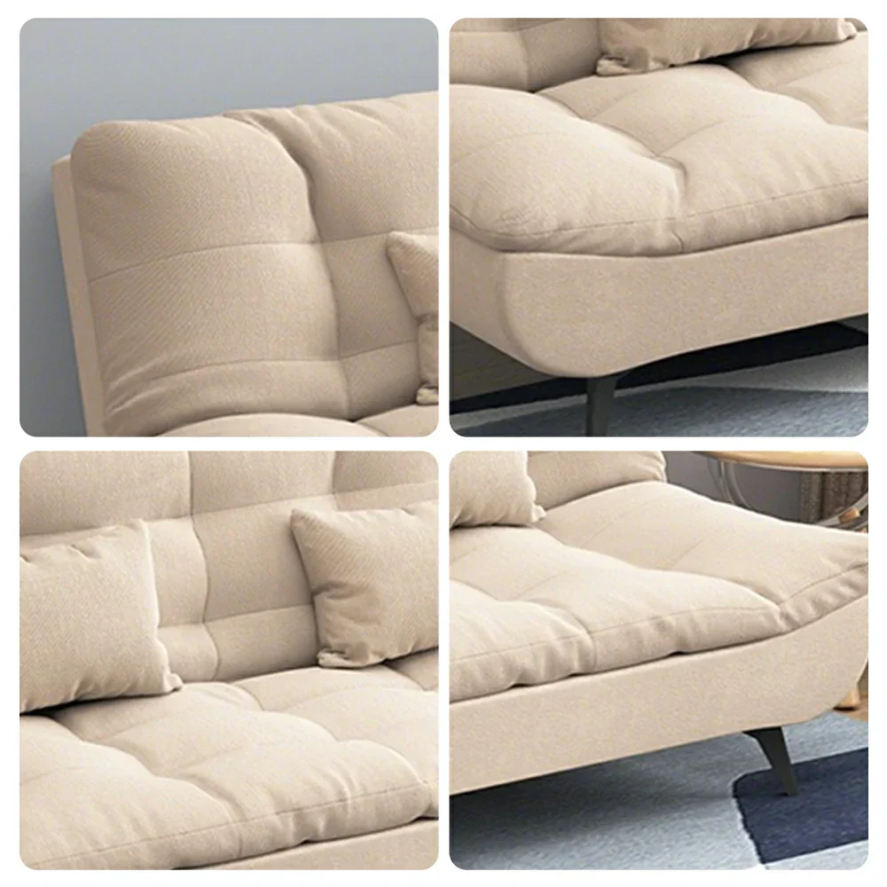 LIVARA 120/150/180/190cm Length Cotton-linen Fabric Sofa Bed - Beige - Image 14