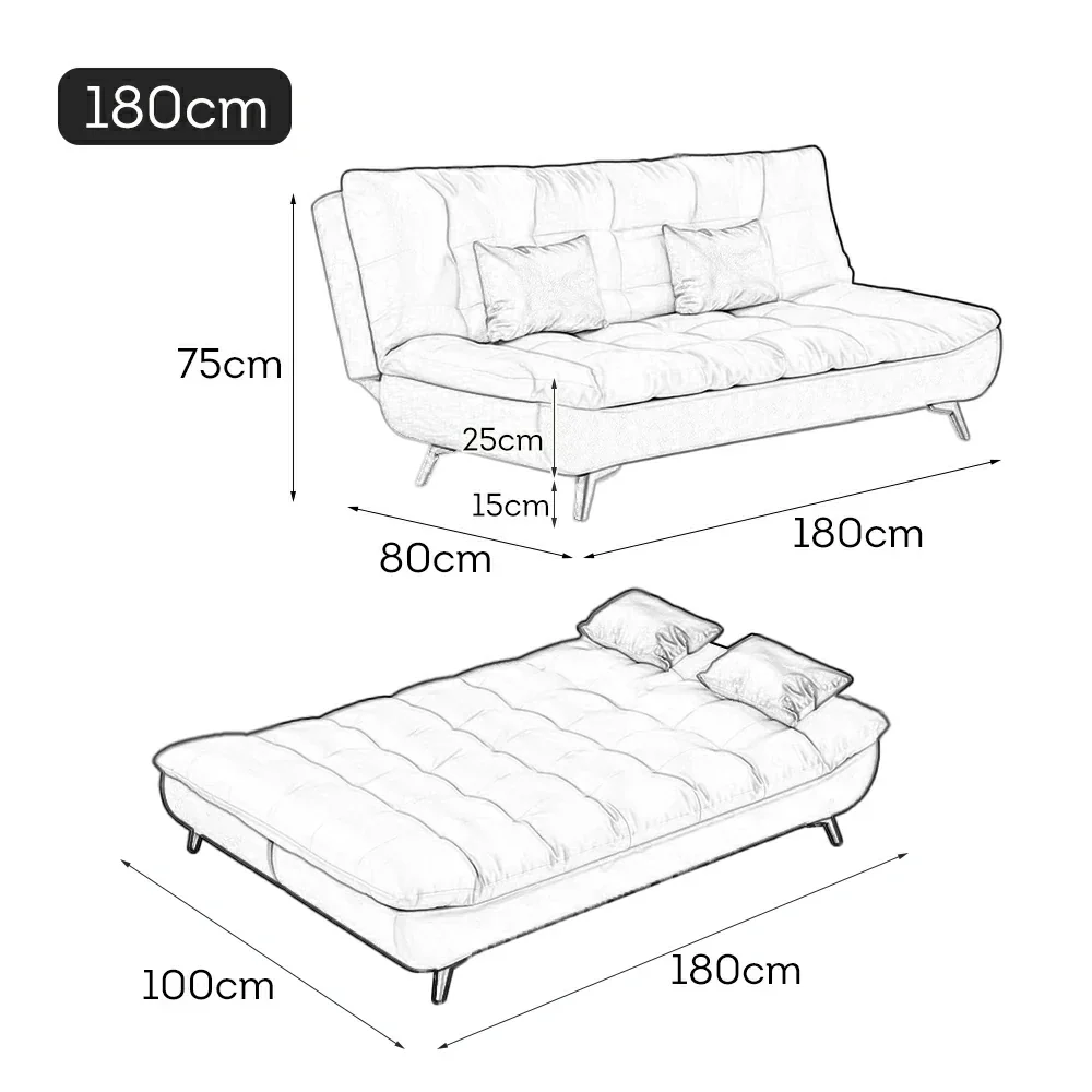LIVARA 120/150/180/190cm Length Cotton-linen Fabric Sofa Bed - Beige - Image 18