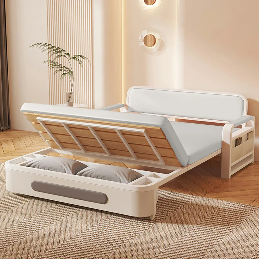 LIVARA 85/108/128/158cm Length Carbon Steel Frame Sofa Bed with Built-in Storage - Beige - Image 13