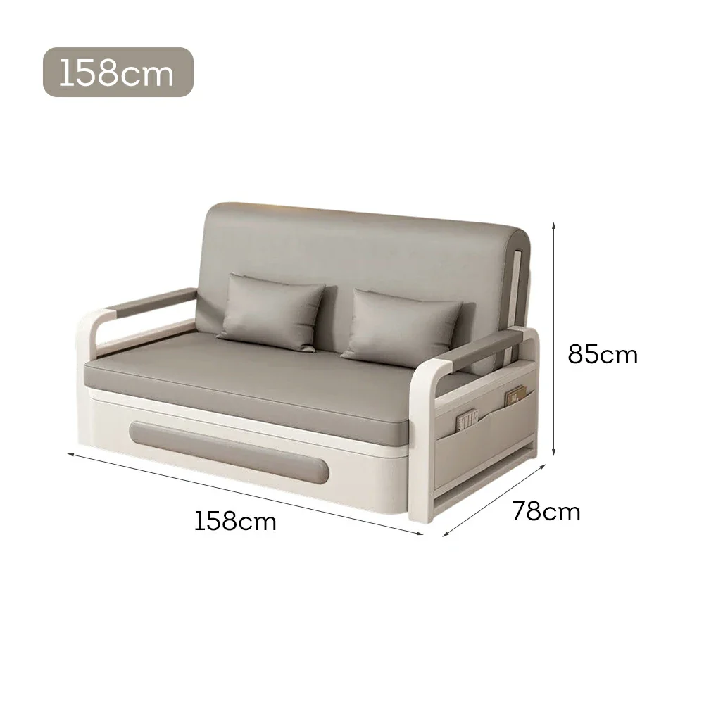 LIVARA 85/108/128/158cm Length Carbon Steel Frame Sofa Bed with Built-in Storage - Grey - Image 9