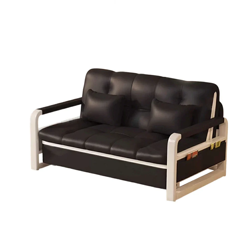 LIVARA 82/108/128/158cm Length Heavy-duty Steel Frame Sofa Bed with Built-in Storage - Black