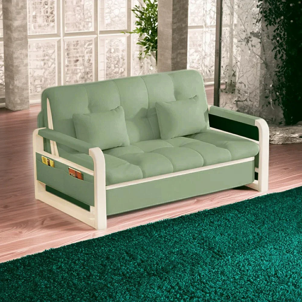LIVARA 82/108/128/158cm Length Heavy-duty Steel Frame Sofa Bed with Built-in Storage - Green - Image 14