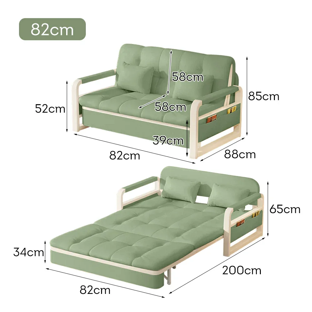 LIVARA 82/108/128/158cm Length Heavy-duty Steel Frame Sofa Bed with Built-in Storage - Green - Image 16