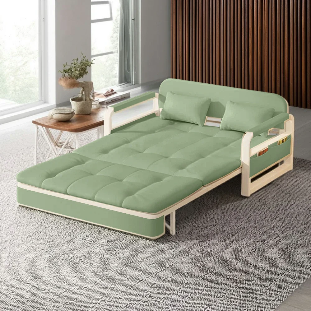 LIVARA 82/108/128/158cm Length Heavy-duty Steel Frame Sofa Bed with Built-in Storage - Green - Image 3
