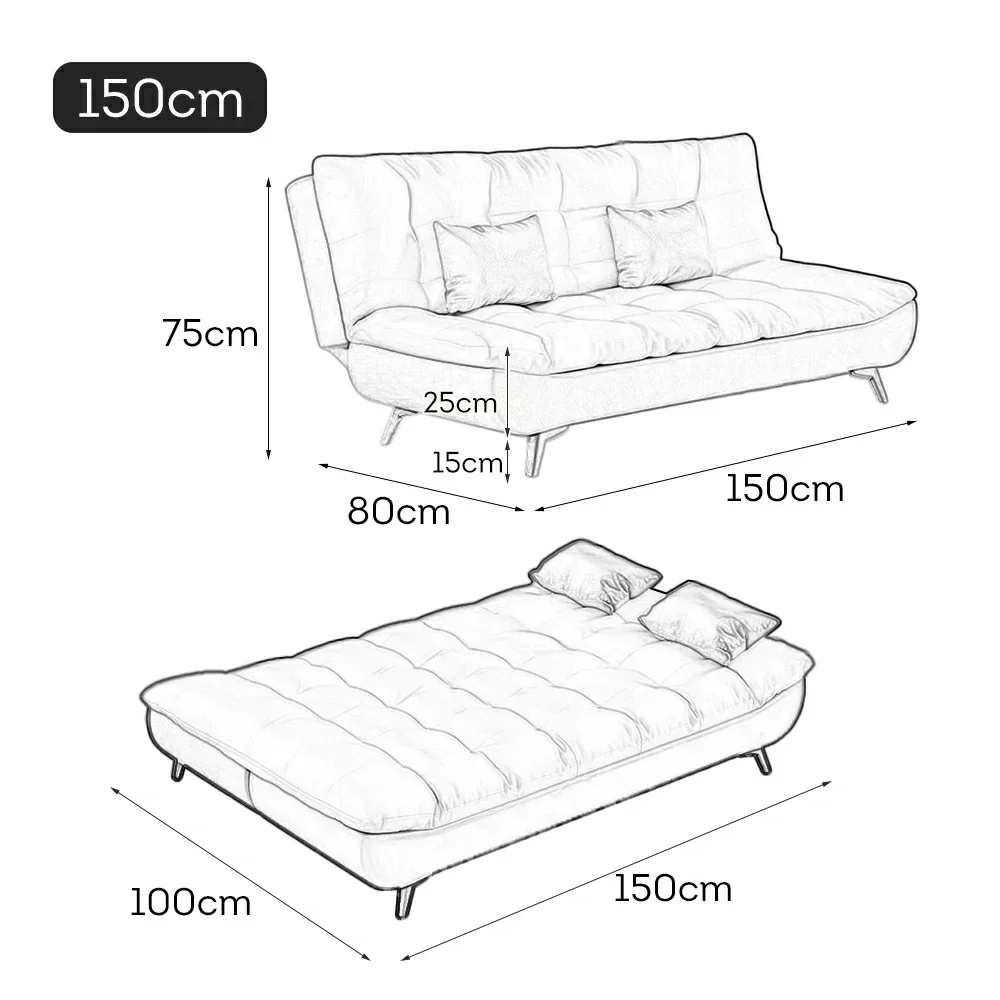 LIVARA 120/150/180/190cm Length Cotton-linen Fabric Sofa Bed - Orange - Image 15