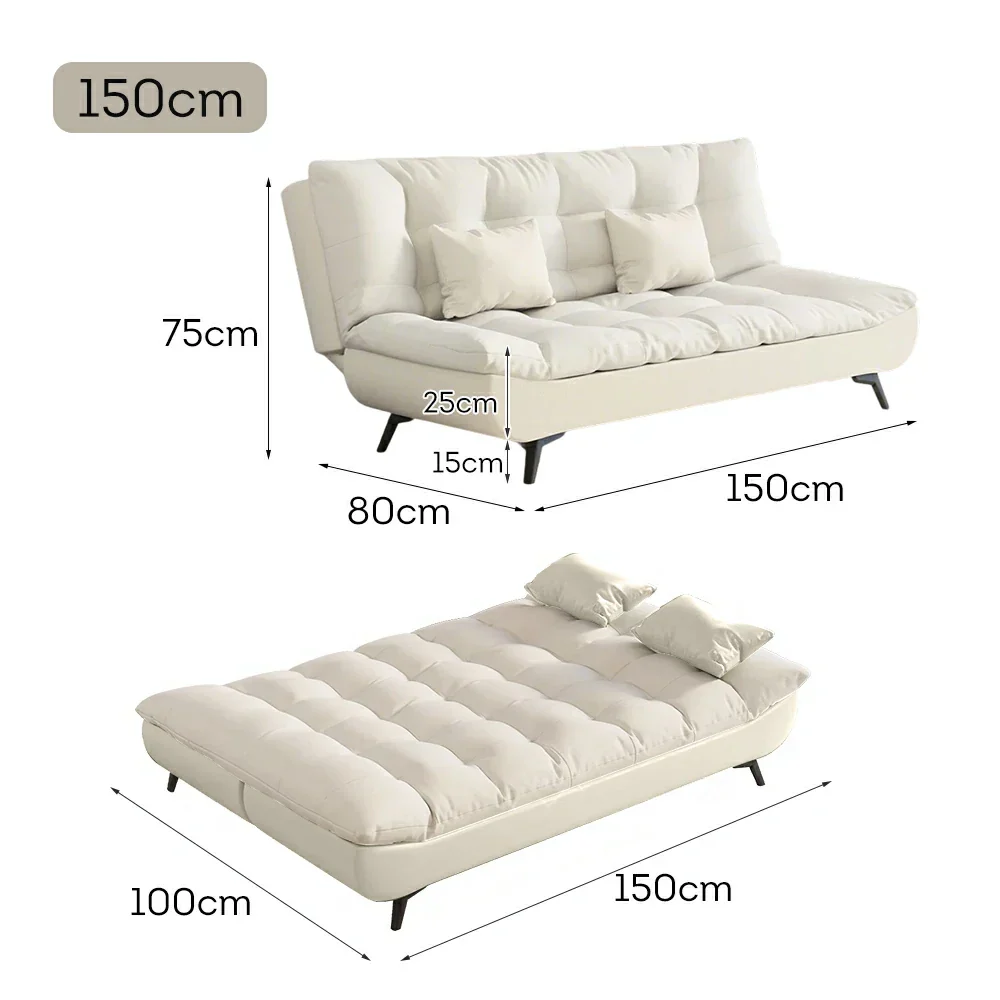 LIVARA 120/150/180/190cm Length Convertible Cat Claw Fabric Sofa Bed - Beige&White - Image 15