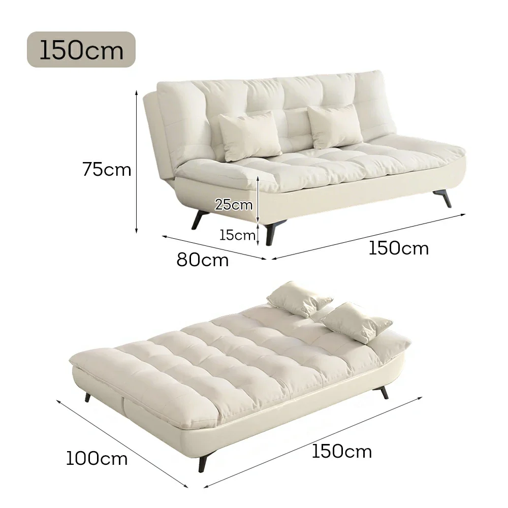 LIVARA 120/150/180/190cm Length Convertible Cat Claw Fabric Sofa Bed - Beige&White - Image 6