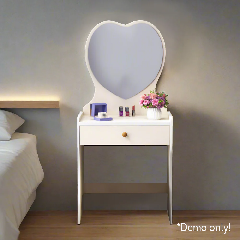 LIVARA 50CM Length Heart-shaped Mirror Dressing Table With Stool - Image 5