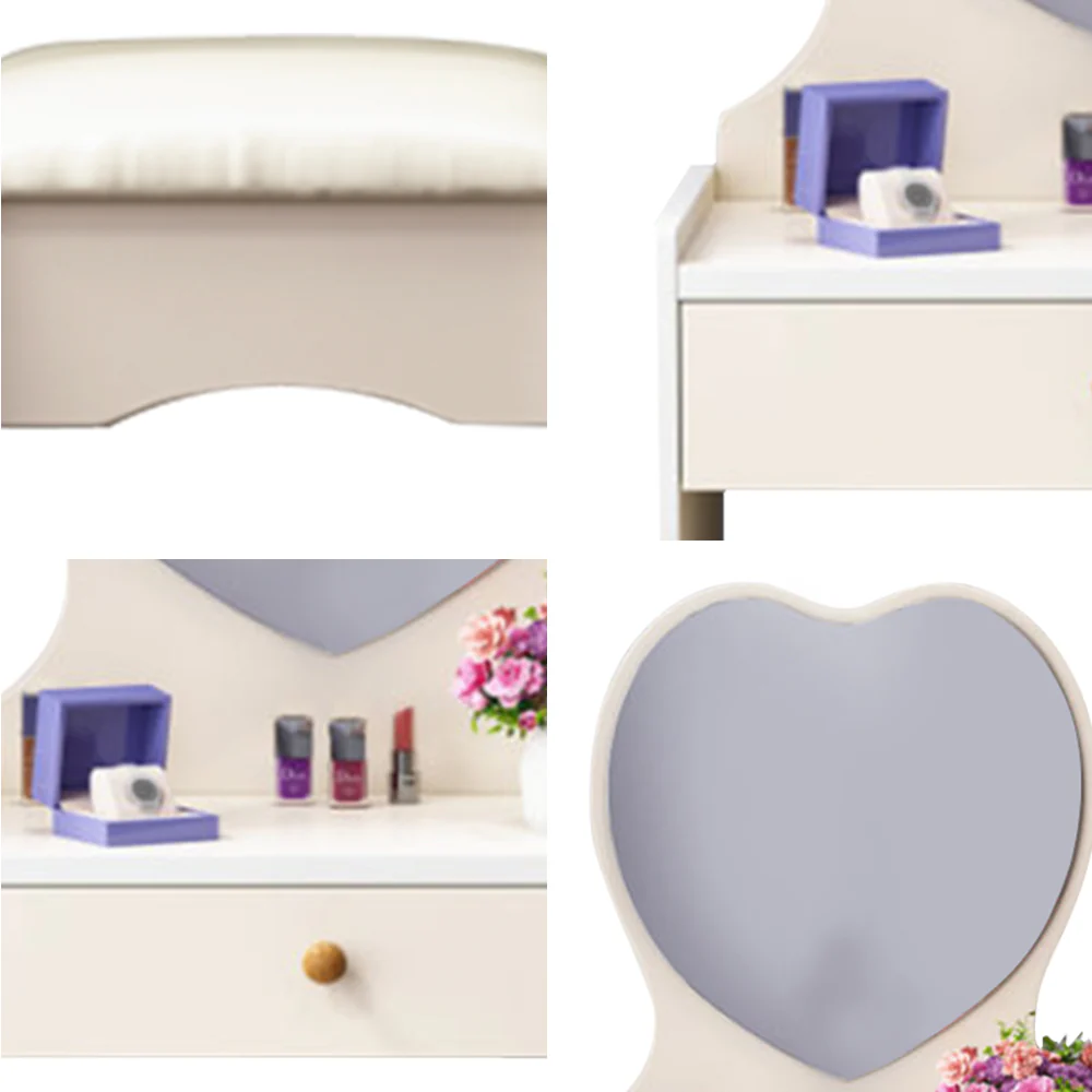 LIVARA 50CM Length Heart-shaped Mirror Dressing Table With Stool - Image 7