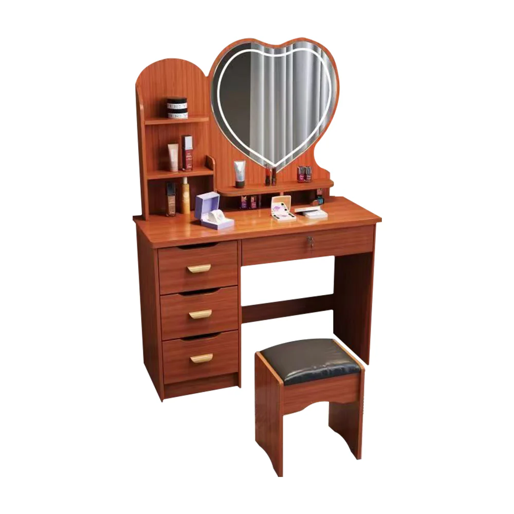LIVARA 70/80/100CM Length Heart-shaped Mirror Dressing Table With Stool - Image 40