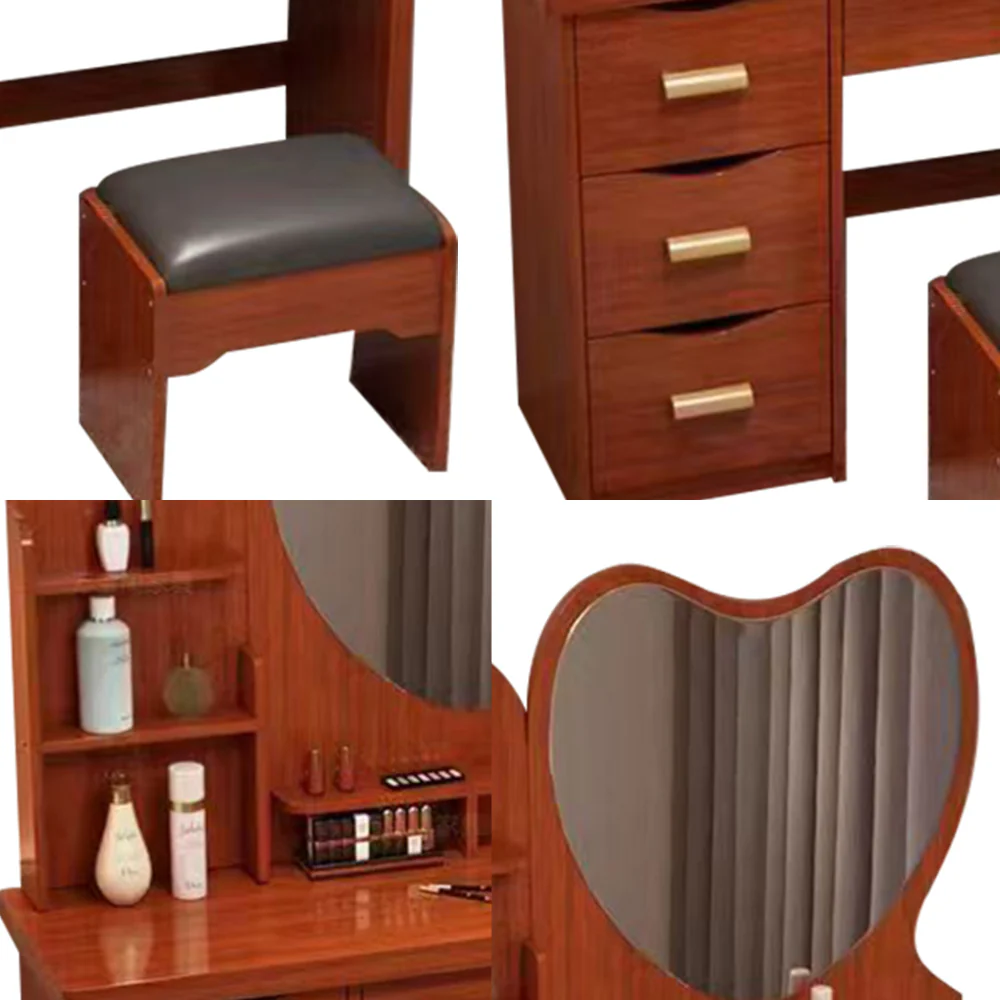 LIVARA 70/80/100CM Length Heart-shaped Mirror Dressing Table With Stool - Image 65