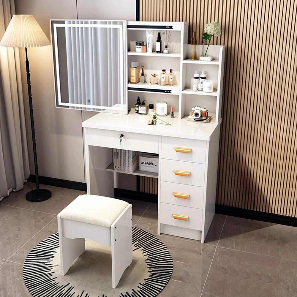 LIVARA 198 80CM Length Sliding Large Mirror Dressing Table With Stool Or LED Light - Image 46