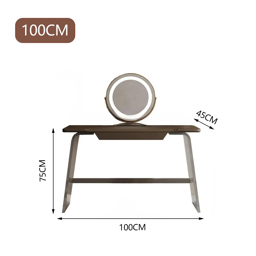 LUXORA DR1054 80-120cm Acrylic Support Solid Wood Cabinet Dressing Table With LED Mirror - Image 8