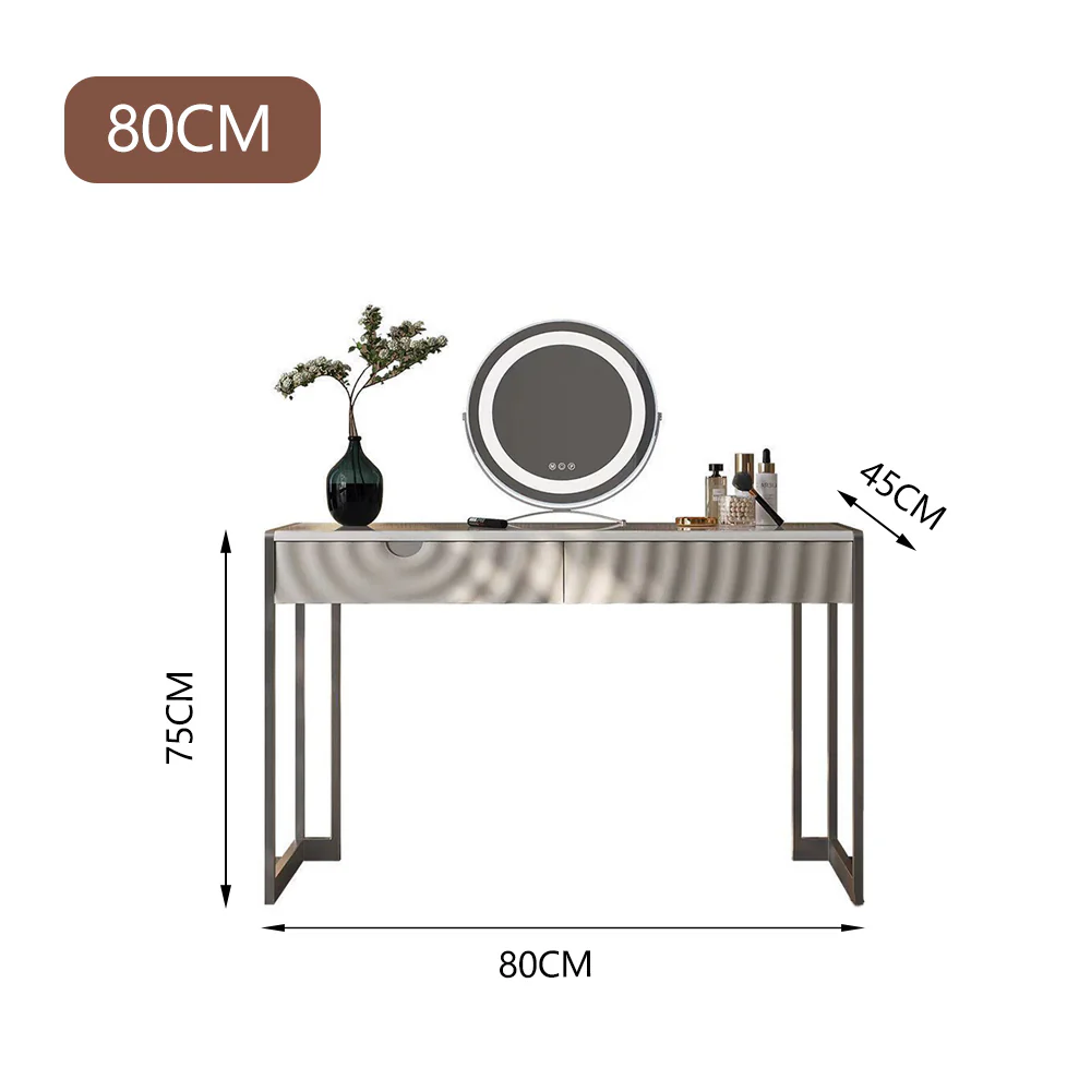 LUXORA DR1066 80-120cm Carbon Steel Base Solid Wood Countertop Dressing Table - Image 5
