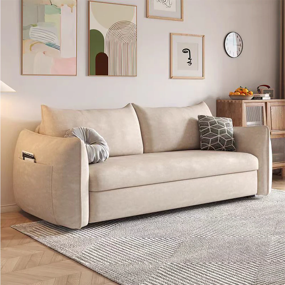 LUXORA FC1046 136/156/186/216cm Length Corduroy Fabric Sofa Solid Wood Frame Sofa Bed - Image 2