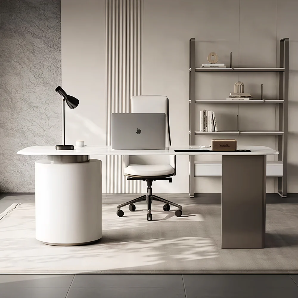 LUXORA DR1099 140/160/180cm Minimalist Style Supercrystal Stone Desk - Image 2