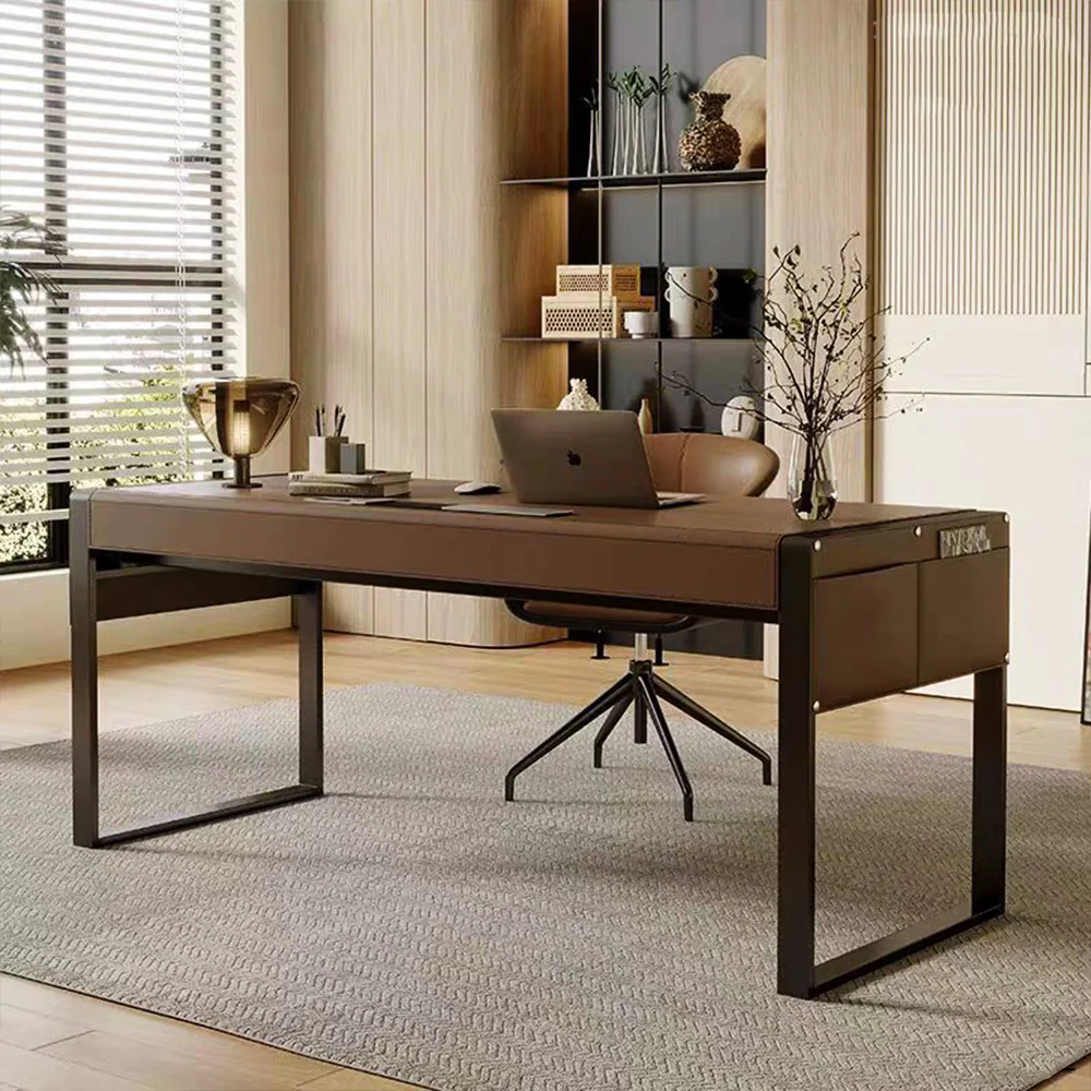LUXORA DR1072 120/140/160/180cm Light Luxury Style Saddle Leather Desk - Image 3