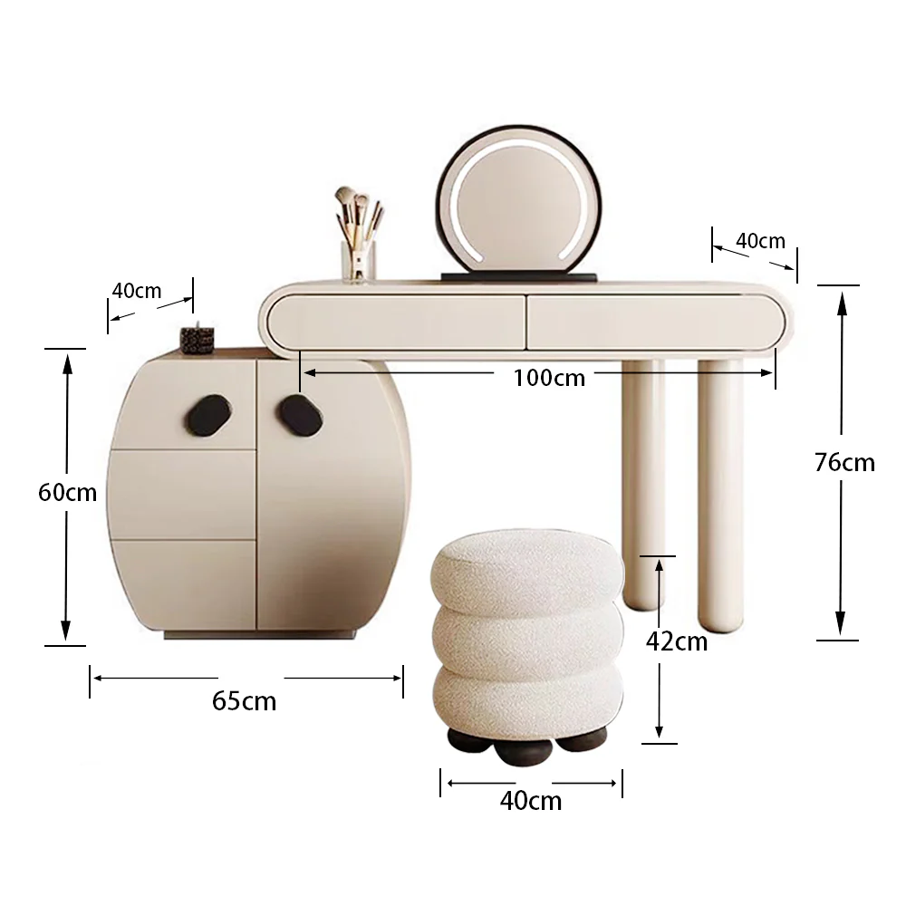 LUXORA DR1085 80/100/120cm Minimalist Solid Wood Dressing Table - Image 6